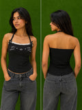 Women's Black Cat Graphic Halter Camisole Top