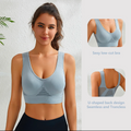 Women's Seamless Sports Bra – Breathable Mesh, Deep V-Neck, U-Back Support